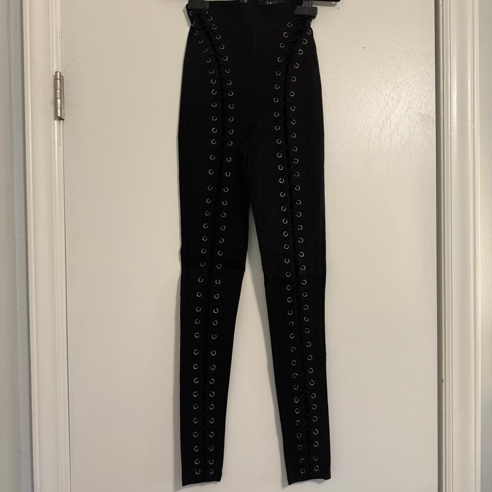 AKIRA Black Skinny Lace-Up Pants